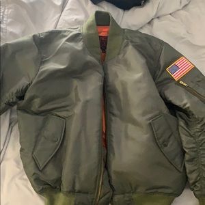 Burks Bay Bravo Army Green Bomber Jacket